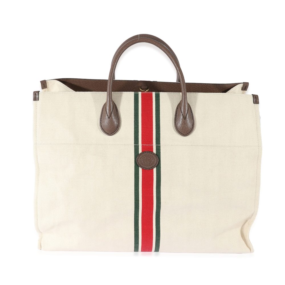 Gucci Beige Web Linen Foldable Tote
